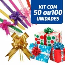 Kit 50 ou 100 Laços Mágicos Presente Filete Dourado P/M/G Diversas Cores Para se evento ser perfeito