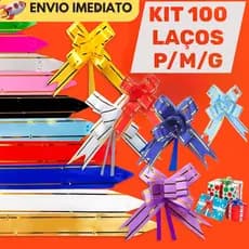100 Laços Fácil Mágico c/ Filete Dourado P/M/G  pra Presente  Cores Variadas...