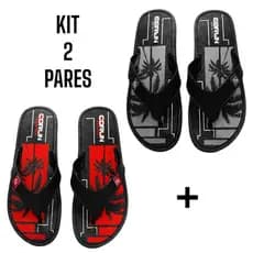 Kit 02 Pares Chinelo de Dedo Masculino Alças Largas e Macias