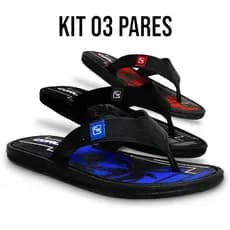 Kit 03 Pares chinelo chinelo mascolino chinelo masculino antiderrapante chinela masculina