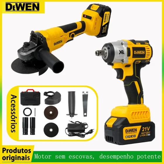 kit 450NM chave de impacto +21V Esmerilhadeira Lixadeira Elétrica Sem Fio 2 Bateria de litio Com 30Acessorios
