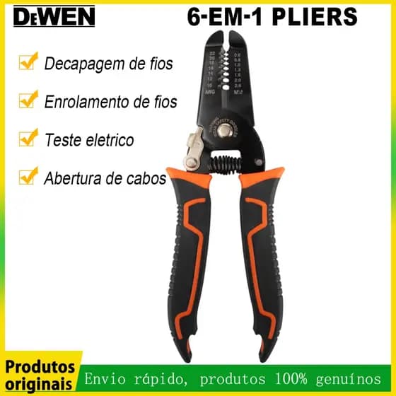 Alicate Automático Decapador Crimpador Alicate de Eletricista Descacador Fios Decapador Fio Automático 6 Em 1
