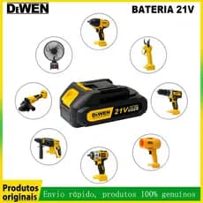 Bateria de lítio de 21V, célula de 7500mAh, de longa duração e resistente, compatível com ferramentas DeWen.