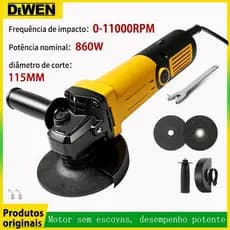 Esmerilhadeira Lixadeira Angular 860w 6 velocidades 115mm 5/8 11000rpm modelo Dewen