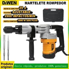 Martelete Rompedor DeWen  SDS Max 1800W com 2 Funções e Impacto de 25J Com Kit e Maleta