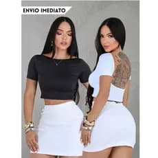 Escolha Kit Com 2 Croppeds ou 1 Cropped Costa Nua Camiseta Curtinha Feminina Treino Passeio