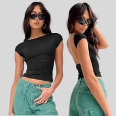 Cropped Feminino Top Costa Nua Tecido Duplo – Estilo e Elegância