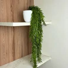 Arranjo Planta Artificial Salgueiro Com Vaso Branco Pendente Realista Toque Natural Caída Prateleira