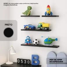 Kit 4 Prateleiras Branca Madeirado Cru Nicho Multiuso Quarto Sala Banheiro MDF 20/30/40/50x10cm Com Suporte