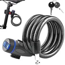 Cadeado Trava Bike Bicicleta Moto Portão 1,20m x 12mm Aço Reforçado 2 Chaves