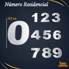 Número Residencial 100% Alumínio Escovado 13,5 cm altura