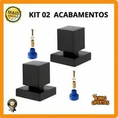 KIT - 02 Acabamento Quadrado Preto Luxo Metal Para Registro de Chuveiro + Conversor Docol Deca