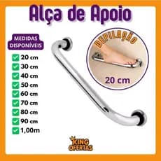 Alça Barra de Apoio para Idosos, Deficientes, Convalescentes - Aço Inox e Alumínio - Até 110kg