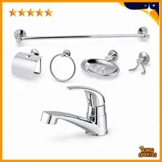 Kit Stander Cromado 05 peças + Torneira Monocomando Abs Cromado Bancada