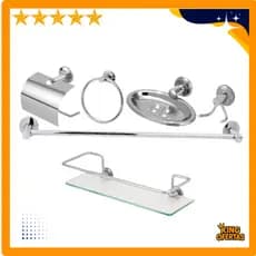 Kit Stander Acessórios para Banheiro 5 peças + Porta Shampoo Reto