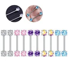 Piercing Mamilo Par Rose Aço Cirúrgico 316L Antialérgico Hipoalergênico Feminino Masculino Edição Acessível Direto
