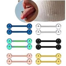 Piercing Língua Barbell Aço Cirúrgico 316L Haste Reta 1.6mm Antialérgico