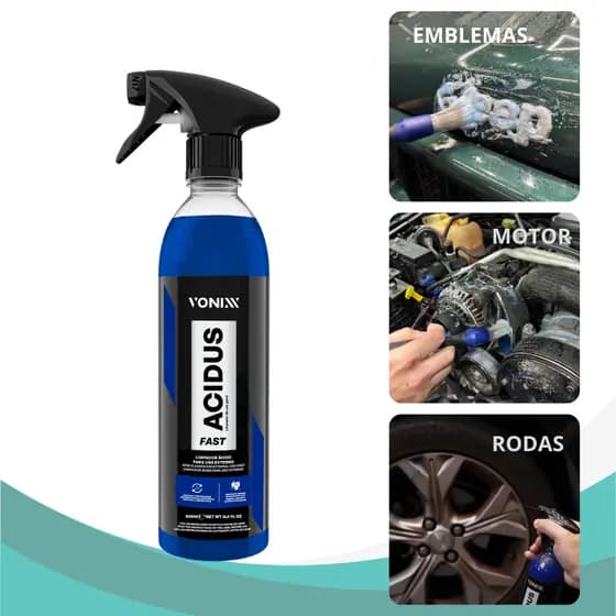 ACIDUS Fast 500ml Vonixx - Limpador Ácido Automotivo Alta Performace - motor rodas emblemas