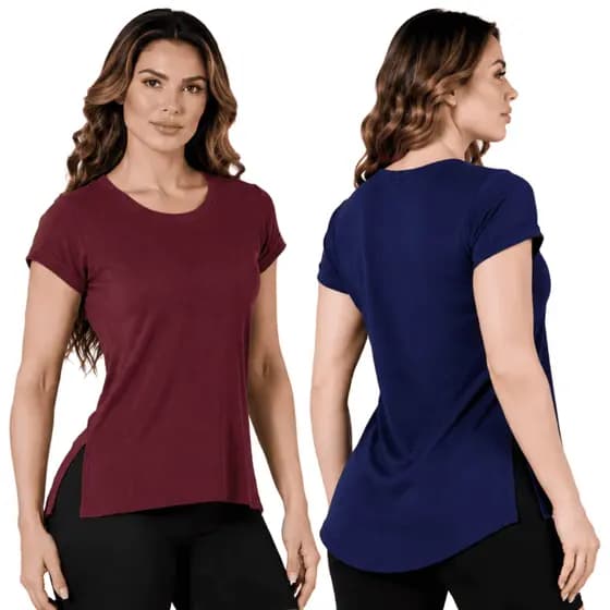 KIT 2 Blusas Feminina Dry Fit Fitness Manga Curta Academia Yoga Corrida Leve e Fresca Varias Cores