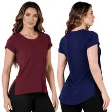 KIT 2 Blusas Feminina Dry Fit Fitness Manga Curta Academia Yoga Corrida Leve e Fresca Varias Cores