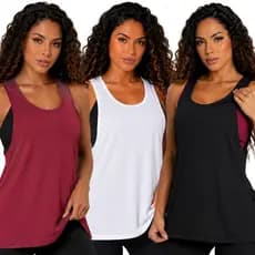 KIT 3 Blusa Feminina Dry Fit Academia Fitness Treino Leve Respirável Regata Feminina Academia Caminhada Corrida Yoga