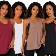 KIT 4 Blusas Dry Fit Feminina Academia Corrida Caminhada Treino P ao GG Regata Feminina Esportiva Moda Fitness Academia