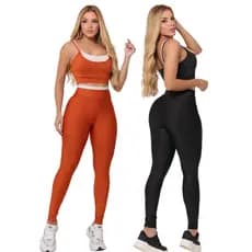 KIT2 Conjunto Feminino Suplex Premium Academia Top Alcinha Legging Modeladora Conjunto Fitness Feminino Academia Premium