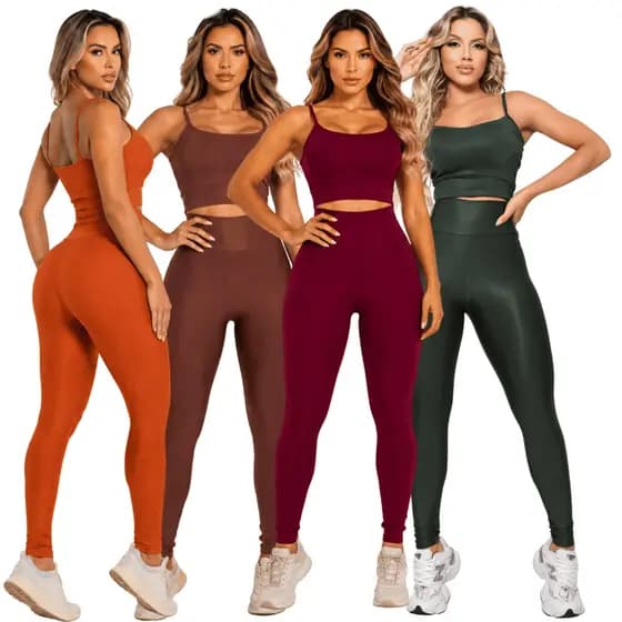 KIT 4 Conjuntos Academia Feminino Suplex Premium Top Alcinha Legging Fitness Modeladora P GG