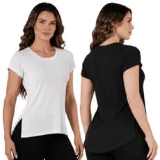 KIT 2 Camisetas Feminina Dry Fit Fitness Esportiva Confortável Treino Academia Corrida Yoga P M G GG