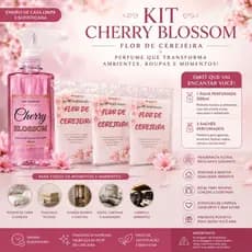kit Água Perfumada 500ml + 3 Sachês aromaticos para Casa e Roupas etc N&V Diamond Cherry Blossom(flor de cerejeira)Luxo
