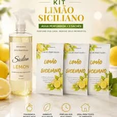 Coleção Home Premium Limão Siciliano Água Perfumada 500ml + 3 Sachês Perfumados- Kit Aromatizador luxo/ N&V DIAMOND