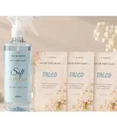 Kit Água Perfumada Soft Powder 500ml+3 Sachês Perfumados Para Roupas Gavetas e Ambiente N&V DIAMOND