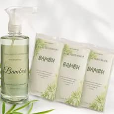 kit Água Perfumada Bambu 500ml+3 Sachês Aromáticos para Casa Roupas ambientes N&V Diamond Kit luxo