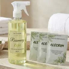 Kit Aromatizador Alecrim Premium Spray Água Perfumada 500ml + 3Sachês Perfumados para Casa Guarda-Roupa Luxo-N&V DIAMOND