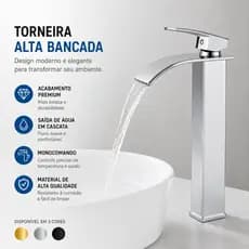 Torneira Bancada Alta Monocomando Água Quente E Fria Torneira Banheiro Quadrada Torneira Inox Lavabo