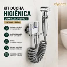 Kit Ducha Higiênica 2 Saídas Banheiro Cromada C/ Registro Mangueira Espiral 2m ESSENZA