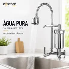 Torneira Flexível Com Filtro Gourmet Parede Cone Abs 2 Jatos 1/4 Filtro Refil Blindado Essenza