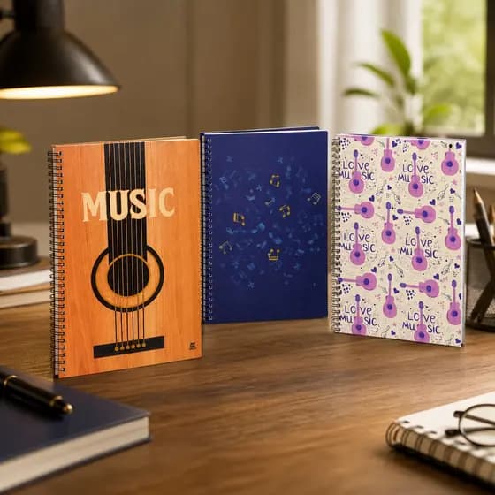 Caderno Universitário Love Music Animativa Espiral 80 Folhas Pautadas Escolar Feminino Sortido