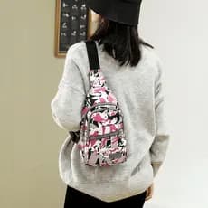 Bolsa De Peito Estampada De Moda Feminina , Mochila Com Alça Ajustável E Vários Compartimentos