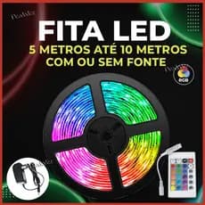 Faixa LED 5/10/15/20M 5050 SUPER ULTRA RGB 12V 300 Fita LEDS + Controle + Fonte | 16 Cores IP20