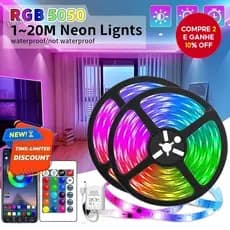 Faixa De LED RGB 5050 De 15M Com Decoração De Luz De Fundo Para TV , Controle Remoto De 24 Teclas , 5V .