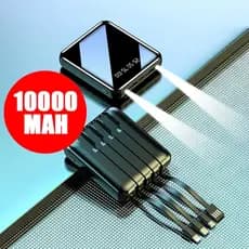 Carregador Portátil 10000mah com 4 cables de carga rápida Banco de energía digital LED