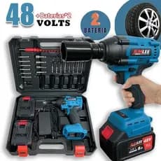 Chave de Impacto 1/2 Pol. Sem Fio com 2 Baterias 48V Parafusadeira Furadeira Portátil