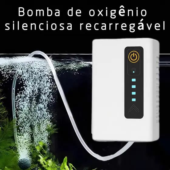Oxigenador portátil recarregável USB-C, bomba de oxigênio compacta de emergência para aquários e tanques de peixes