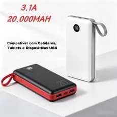 Power Bank Carregador Portátil 20.000mAh Digital compatível com iPhone e Samsung B129