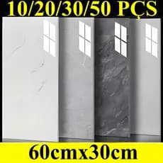 Placa de parede de 10 peças, tamanho 30 cm x 60 cm, autoadesiva, padrão de mármore texturizado Off-White, lavável, adequ