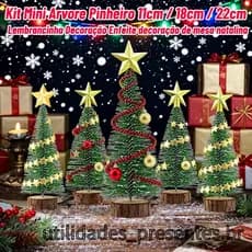 Kit Enfeites Mini Arvore de Natal Pinheiro Decoração 11cm u 18cm u  30cm Tamanhos enfeites de natal