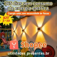 Kit lluminação Arandela Solar 4 Focos Parede Slim 12 Fachos Led Externa Impermeável Automático