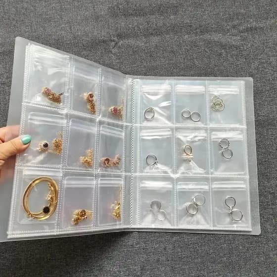 84/160 Grade Transparente Caixa De Armazenamento De Jóias Auto-Vedante Anel E Colar Saco Cartão De Foto