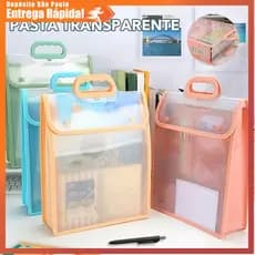 Estudante portátil A4 pasta impermeável transparente saco de armazenamento de arquivo em concha